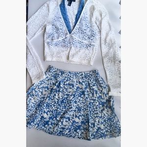 Blue floral skirt